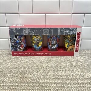 Set Of 4‎ Transformers 2014 16 Oz. Glasses Optimus Prime Bumblebee New